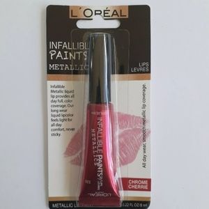 L'Oreal Lipstick Paris Cosmetics Infallible Paints Metallics Chrome Cherrie